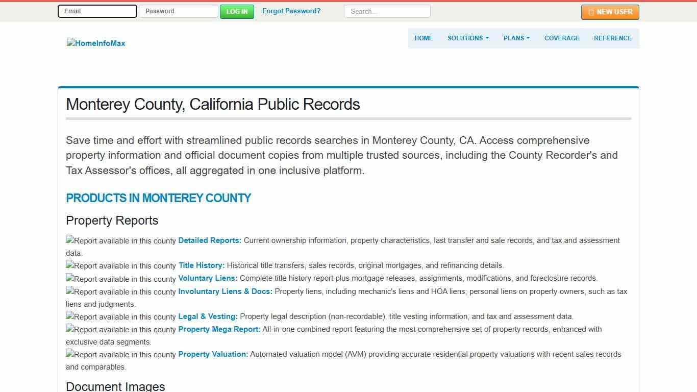 Monterey County, California Public Records & Documents Search HomeInfoMax